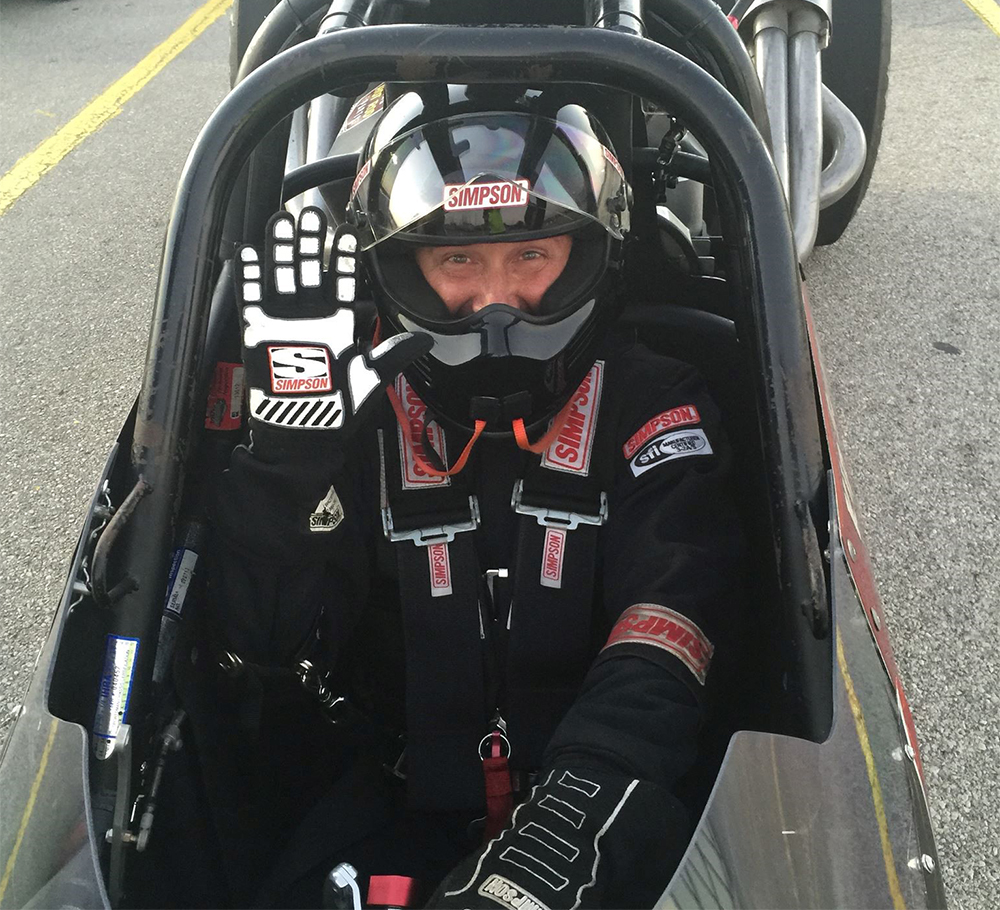 (Image) Scharf in a dragster