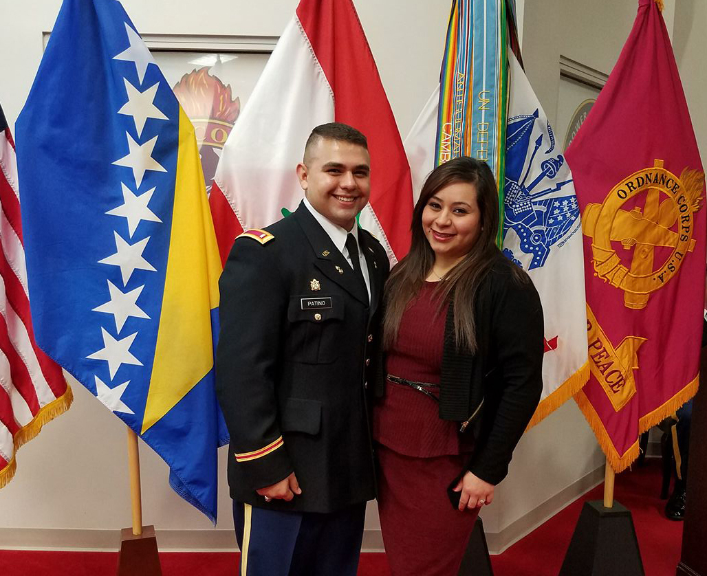(Image) George Patino, shown here with his significant other, Elizabeth, has served in the Texas Army National Guard Reserve unit for the past five years.
