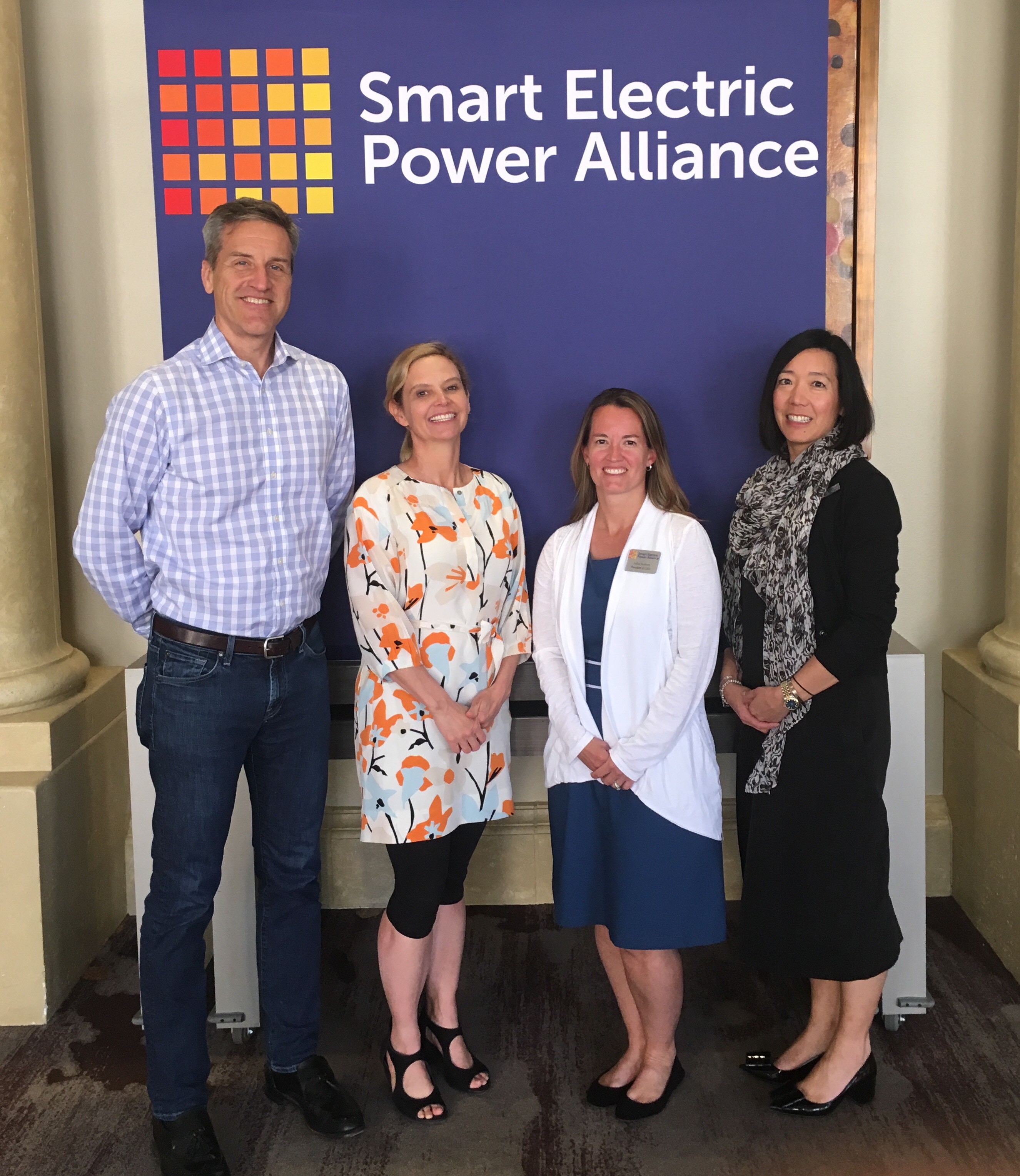 (Image) SEPA’s changing Board leadership (left to right): Cris Eugster of CPS Energy, incoming Chair; Mary Kipp of El Paso Electric, new Chair-Elect; SEPA President and CEO Julia Hamm; and Past-Chair Caroline Choi of Southern California Edison.
