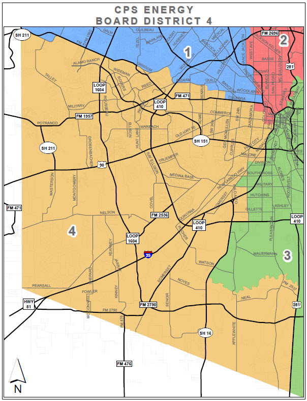 (Image) CPS Energy Board District 4 map