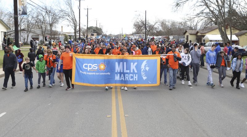 CPS Energy team walking together in MLK march in 2020