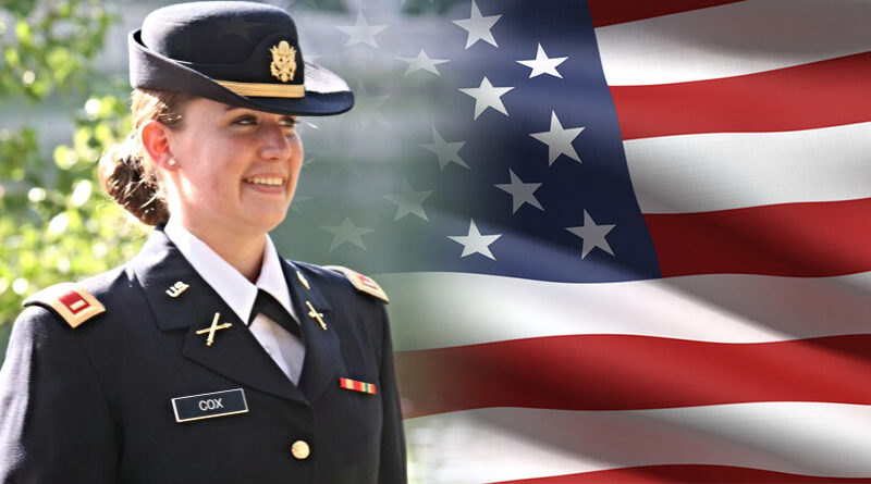 Photo of 2nd Lieutenant Christina Cox in Army Dress Blues uniform