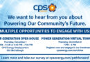 A graphic for Power Generation Open House and Power Generation Town Hall