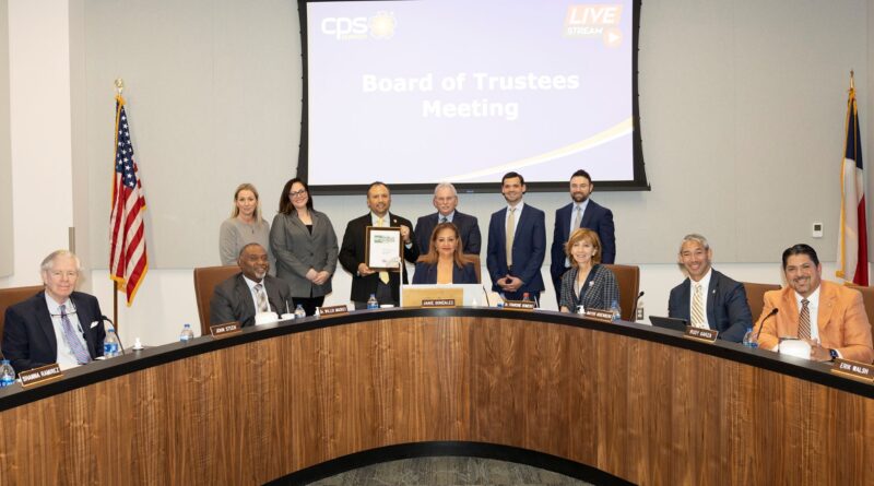 A photo of CPS Energy board of trustees and team posing with RP3 Award