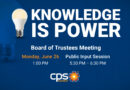 A photo of CPS Energy Board of Trustees Meeting graphics