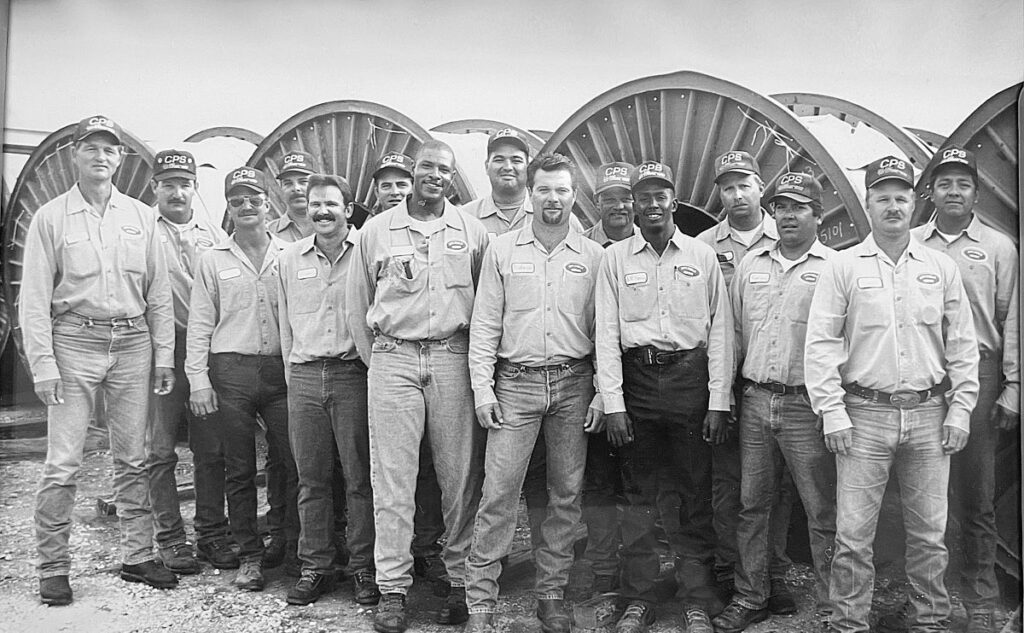 CPS Energy linemen in the early 90s pose for a group photo.